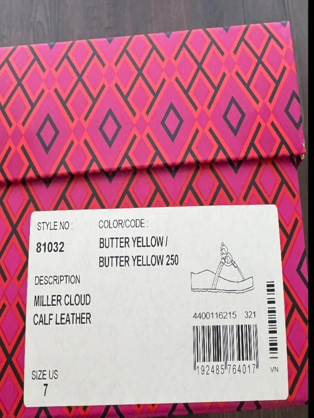 Like New Tory Burch Miller Cloud Sandals Butter Yellow Leather Footbed Size 7